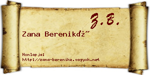 Zana Bereniké névjegykártya